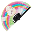 Cute Funny Sheep Holding Knife Bamboo Hand Fan