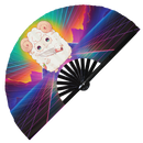 Cute Funny Sheep Holding Knife Bamboo Hand Fan