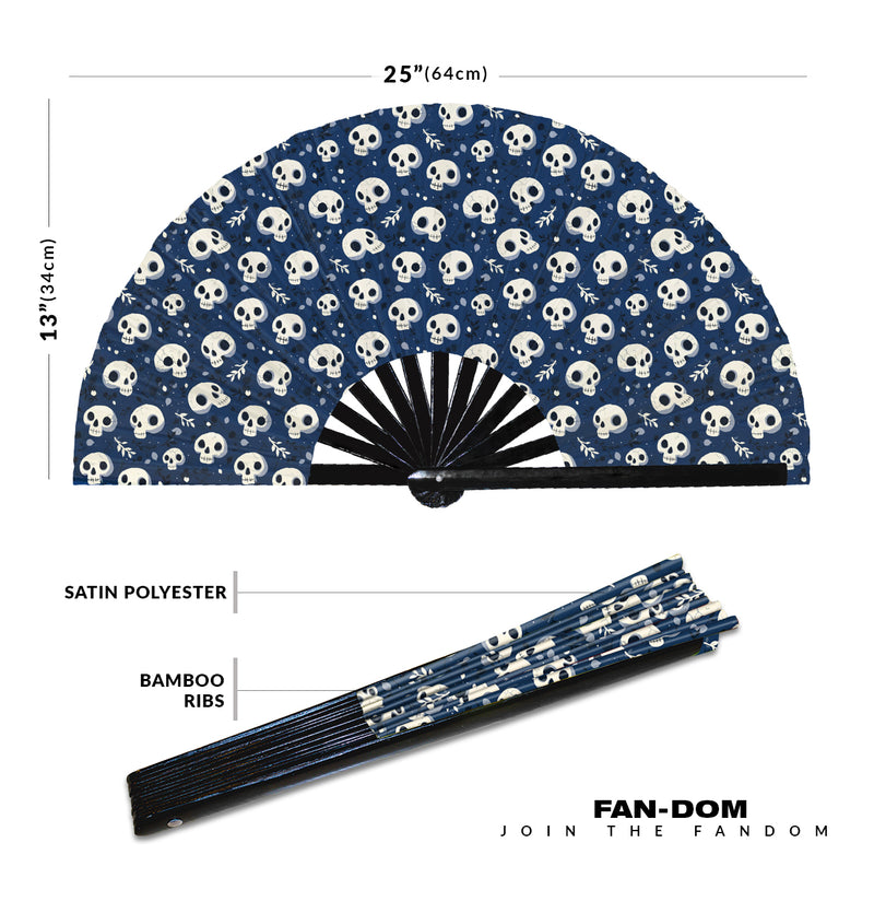 Cute Skull Pattern Bamboo Hand Fan