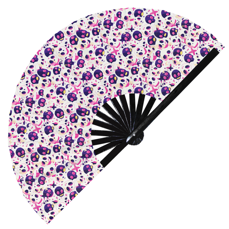 Cute Skull Pattern Bamboo Hand Fan