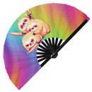 Cute Funny Sloth Holding Knife Bamboo Hand Fan