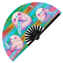 Cute Funny Sloth Holding Knife Bamboo Hand Fan