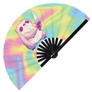 Cute Funny Sloth Holding Knife Bamboo Hand Fan