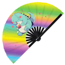 Cute T-rex Dinosaur Boba Tea Kawaii | Hand Fan foldable bamboo gifts Festival accessories Rave handheld event Clack fan