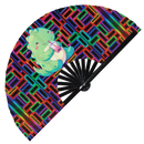 Cute T-rex Dinosaur Boba Tea Kawaii Bamboo Hand Fan