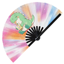 Cute T-rex Dinosaur Boba Tea Kawaii Bamboo Hand Fan