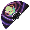 Cute Funny T-rex Holding Knife Bamboo Hand Fan