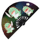 Cute Funny T-rex Holding Knife Bamboo Hand Fan