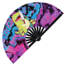 Cute Funny T-rex Holding Knife Bamboo Hand Fan