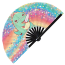 Cute Funny T-rex Holding Knife Bamboo Hand Fan