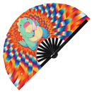 Cute Funny T-rex Holding Knife Bamboo Hand Fan