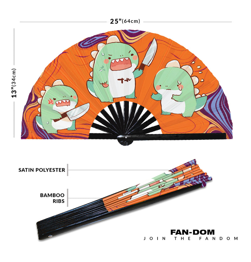 Cute Funny T-rex Holding Knife I Choose Violence Murder Dinosaur | Hand Fan foldable bamboo gifts Festival accessories Rave handheld event