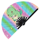 Cute Funny T-rex Holding Knife Bamboo Hand Fan