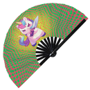 Cute Funny Unicorn Holding Knife Bamboo Hand Fan