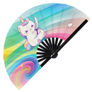Cute Funny Unicorn Holding Knife Bamboo Hand Fan