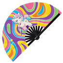 Cute Funny Unicorn Holding Knife Bamboo Hand Fan