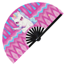 Cute Funny Unicorn Holding Knife Bamboo Hand Fan