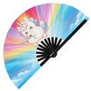 Cute Funny Unicorn Holding Knife Bamboo Hand Fan