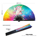 Cute Funny Unicorn Holding Knife Bamboo Hand Fan
