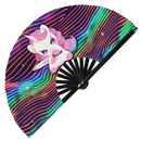 Cute Funny Unicorn Holding Knife Bamboo Hand Fan