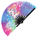 Cute Funny Unicorn Holding Knife Bamboo Hand Fan