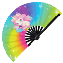 Cute Funny Unicorn Holding Knife Bamboo Hand Fan