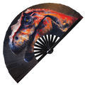 Dinosaur T-Rex hand fan foldable bamboo circuit rave hand fans Rainbow Galaxy party gear gifts music festival rave accessories