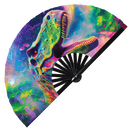 Trippy Dinosaur Psychedelic T-Rex Bamboo Hand Fan