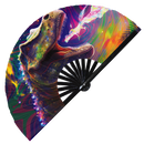 Trippy Dinosaur Psychedelic T-Rex Bamboo Hand Fan