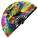 Trippy Dinosaur Psychedelic T-Rex Bamboo Hand Fan