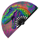 Trippy Dinosaur Psychedelic T-Rex Bamboo Hand Fan