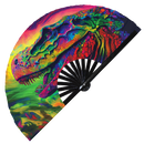 Trippy Dinosaur Psychedelic T-Rex Bamboo Hand Fan