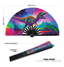 Trippy Dinosaur Psychedelic T-Rex Bamboo Hand Fan