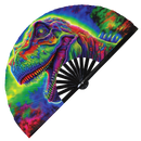 Trippy Dinosaur Psychedelic T-Rex Bamboo Hand Fan