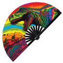 Trippy Dinosaur Psychedelic T-Rex Bamboo Hand Fan