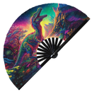 Trippy Dinosaur Psychedelic T-Rex Bamboo Hand Fan