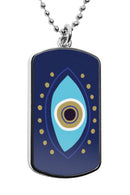 Greek Evil Eye Dog Tag Necklace