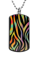 Tiger Print Pattern Dog Tag Pendant Necklace Charms Accessories