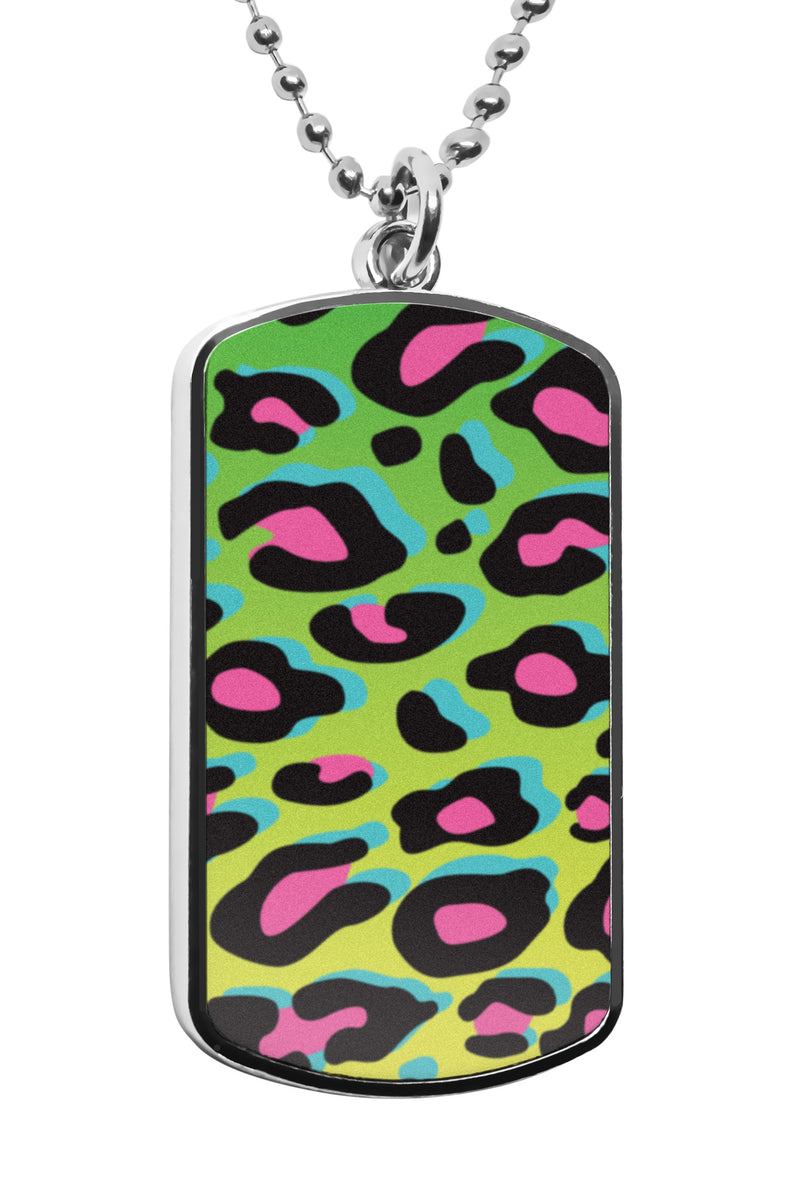 Leopard Print Pattern Dog Tag Pendant Necklace Charms Accessories