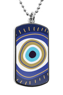 Greek Evil Eye Dog Tag Necklace