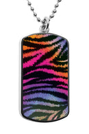 Tiger Print Pattern Dog Tag Necklace