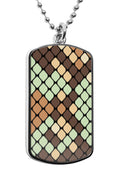 Snake Print Pattern Dog Tag Pendant Necklace Charms Accessories
