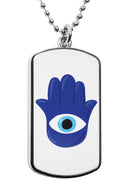Greek Evil Eye Dog Tag Necklace