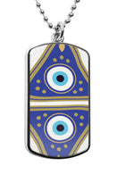 Greek Evil Eye Dog Tag Necklace