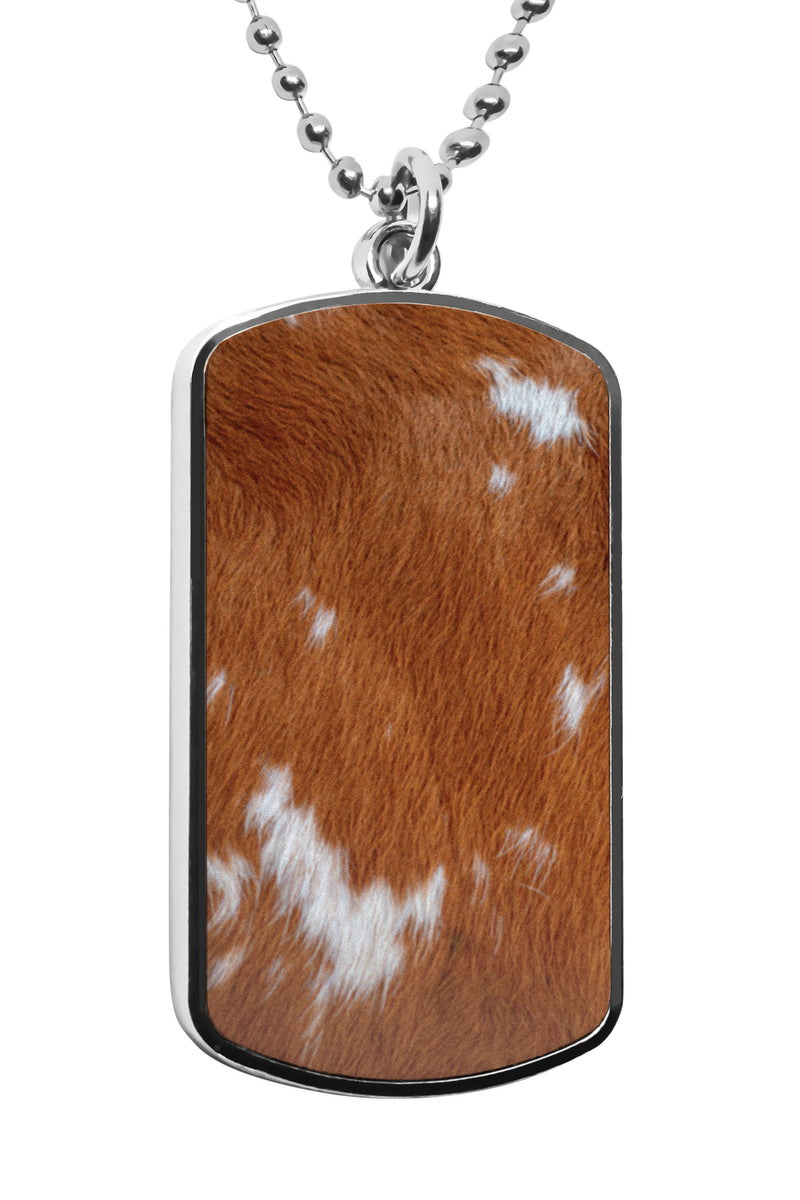 Cow Print Pattern Dog Tag Pendant Necklace Charms Accessories