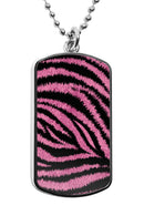 Tiger Print Pattern Dog Tag Necklace