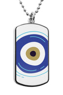 Greek Evil Eye Dog Tag Necklace