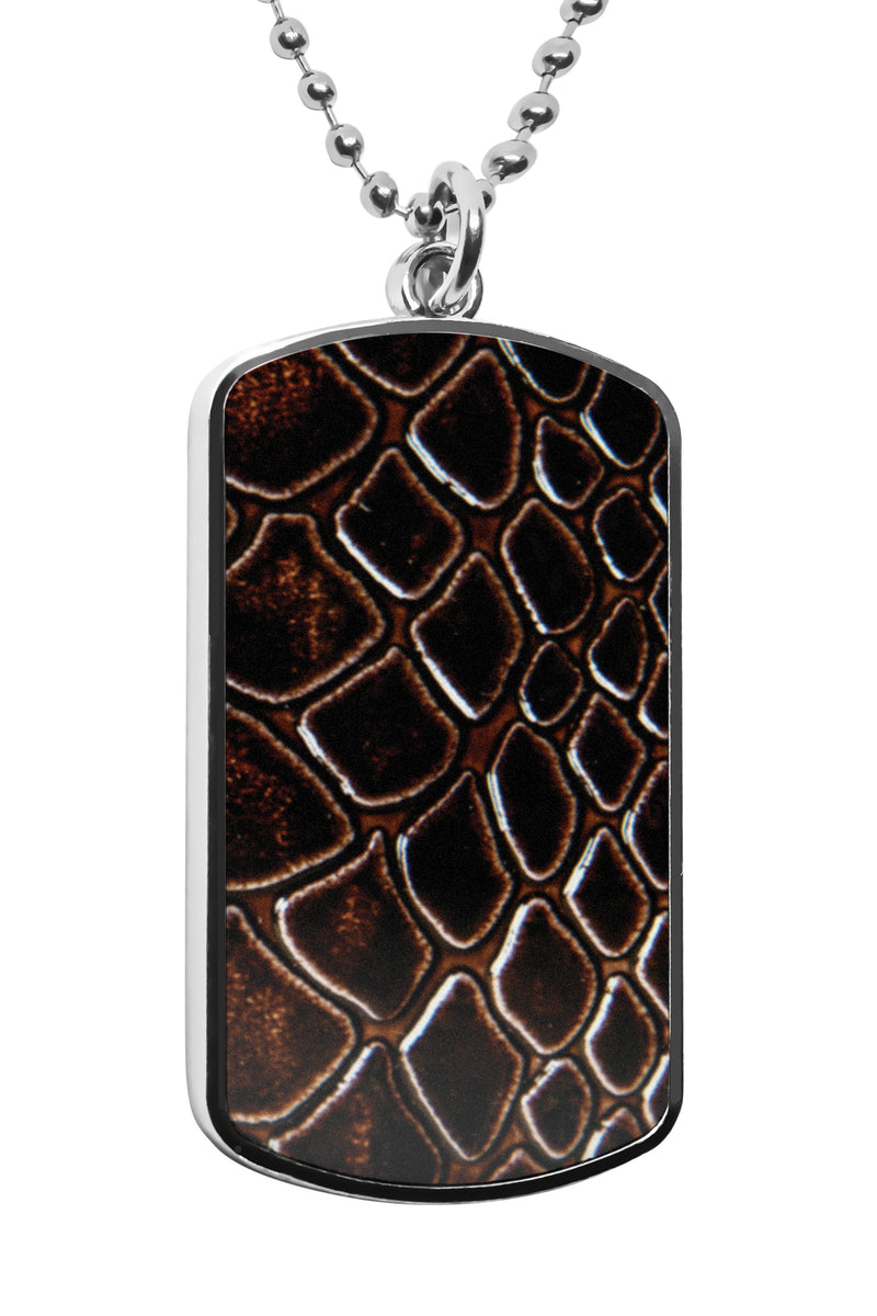 Snake Print Pattern Dog Tag Pendant Necklace Charms Accessories