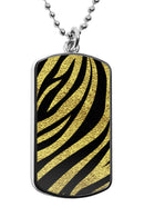 Tiger Print Pattern Dog Tag Necklace