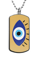 Greek Evil Eye Dog Tag Necklace